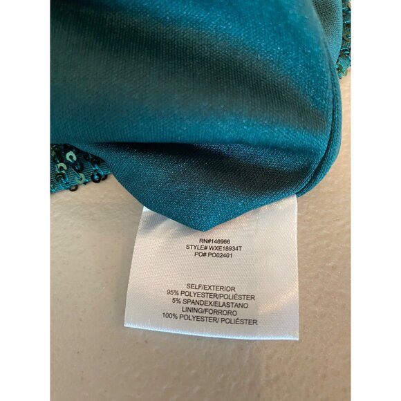 NWT Crystal Sky Green Sequin One-Shoulder Dress Spaghetti Strap Size 10 - Picture 5 of 12